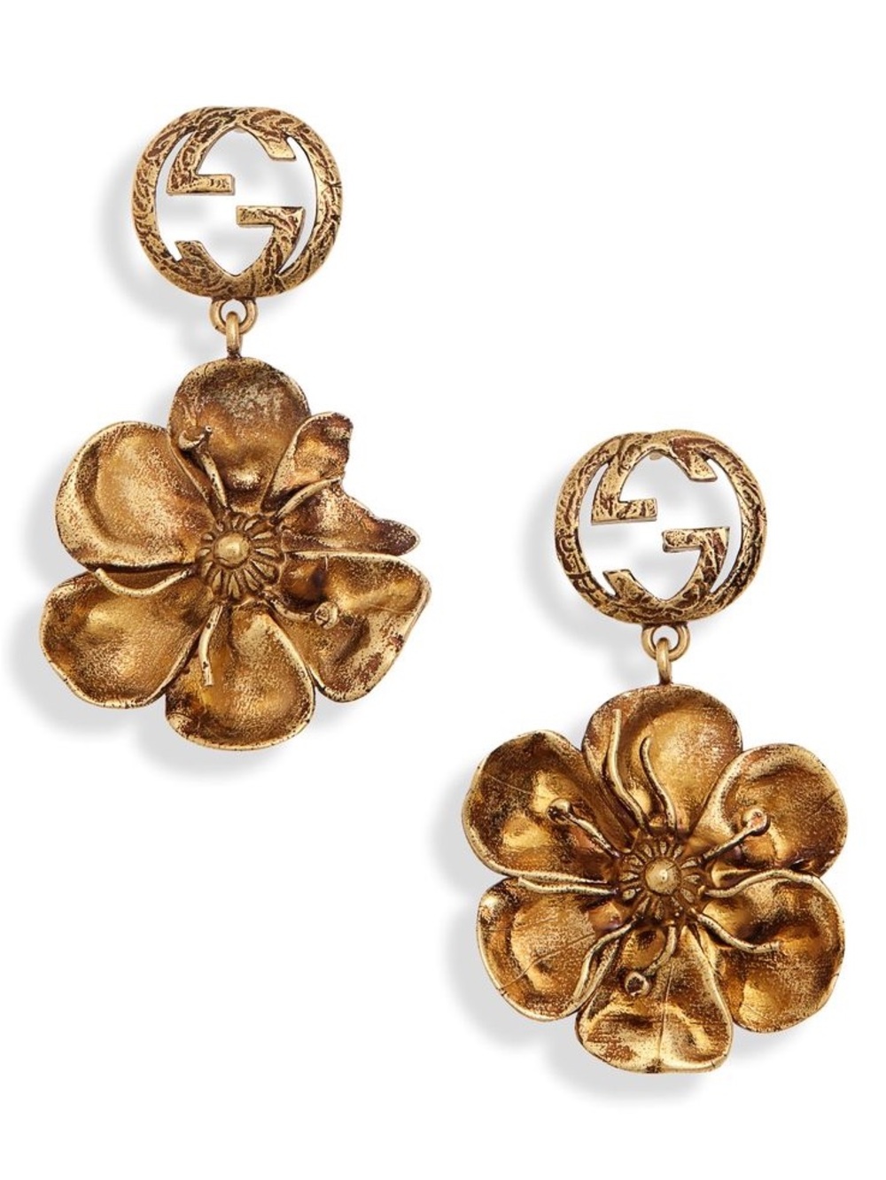 Gucci Gold Floral Drop Earrings